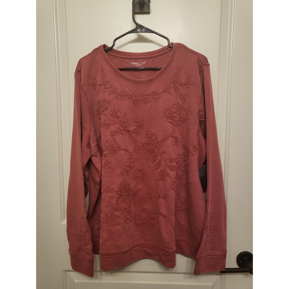 Coldwater Creek XL Floral Embroidered Sweater